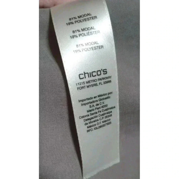 Chico's Blouse Button Front Modal Roll Tab Sleeve Gray Casual Sz 2 (US Large 12) - Picture 5 of 5